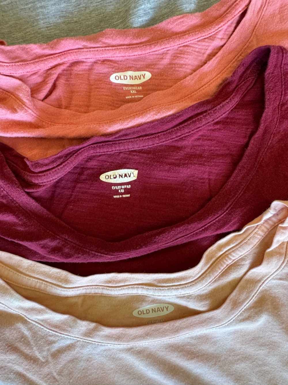 Old Navy Women’s Short Sleeve Top Set in Pink, Coral, Burgundy (3-Pack) - Picture 2 of 2